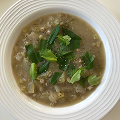 Celery barley soup seeds recipe development Dorset Foodie Christine McFadden